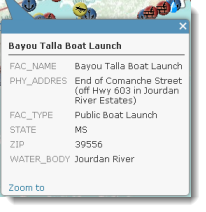 Pop-up with list of field attributes Pop-up with list of field attributes